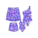 PATPAT Family Matching Swimsuits: Mommy and Me One Shoulder Colorblock Bathing Suits One Piece Swimwear Sets