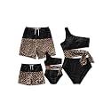 PATPAT Family Matching Swimsuits: Mommy and Me One Shoulder Colorblock Bathing Suits One Piece Swimwear Sets