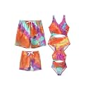 PATPAT Family Matching Swimsuits Swimwear: Mommy and Me Striped Spliced One-Piece Matching Swimsuits Set