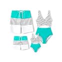 PATPAT Family Matching Swimsuits Swimwear: Mommy and Me Striped Spliced One-Piece Matching Swimsuits Set