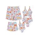 PATPAT Family Matching Swimsuits Swimwear: Mommy and Me Striped Spliced One-Piece Matching Swimsuits Set