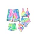 PATPAT Family Matching Swimsuits Swimwear: Mommy and Me Striped Spliced One-Piece Matching Swimsuits Set