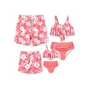 PATPAT Family Matching Swimsuits Two Piece Hawaiian Tropical Beach Bikini and Swim Trunks Set Mommy and Me Bathing Suits