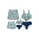 PATPAT Family Matching Swimsuits Two Piece Hawaiian Tropical Beach Bikini and Swim Trunks Set Mommy and Me Bathing Suits