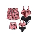 PATPAT Family Matching Swimsuits Two Piece Hawaiian Tropical Beach Bikini and Swim Trunks Set Mommy and Me Bathing Suits
