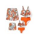PATPAT Family Matching Swimsuits Two Piece Hawaiian Tropical Beach Bikini and Swim Trunks Set Mommy and Me Bathing Suits