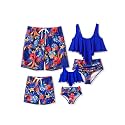 PATPAT Family Matching Swimsuits Two Piece Hawaiian Tropical Beach Bikini and Swim Trunks Set Mommy and Me Bathing Suits