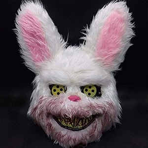 patpat halloween party mask scary mask bloody bunny mask plush head mask cosplay costume props halloween party decorations white
