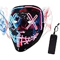 PATPAT® Light Up Mask, LED Scary Mask for Halloween Festival Party,Masquerade Cosplay Face Mask for Men Women Kids (Half Blue & Pink)