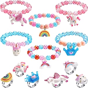 patpat unicorn bracelet for kids girls colorful beaded jewelry set 12 pcs