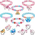 PATPAT Unicorn Bracelet for Kids Girls, Colorful Beaded Jewelry Set, 12 Pcs