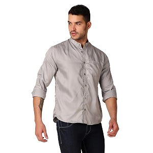 Patrinus Pure Linen Mandarin Collar Full Sleeve