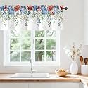 Patriotic 4th of July Valances for Windows, Rod Pocket Sheer 42x12 in