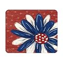 Patriotic Mouse Pad - 9.5x7.9 Inch America Flag Floral Mousepad Red Daisy Keyboard Mat with Anti-Slip Rubber Base for Computer Mouse Keyboard Home and Office