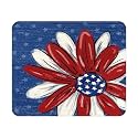 Patriotic Mouse Pad - 9.5x7.9 Inch Blue Daisy Mousepad 4th of July Keyboard Mat with Anti-Slip Rubber Base for Computer Mouse Keyboard Home and Office