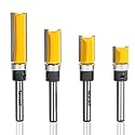 Pattern Flush Trim Router Bit Set, Newdeli Straight Cut Router Bit with a Bearing Prevent Tear-Out, Template Guide Woodworking Milling Cutter Tool