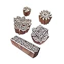 Pattern Lotus and Flower Wood Print Blocks (Set of 5)