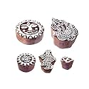 Pattern Religious and Round Wooden Blocks for Printing (Set of 5)