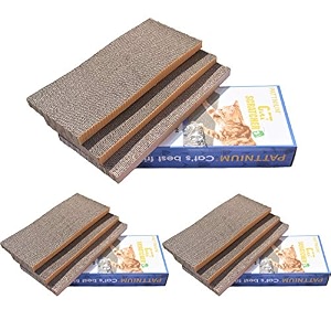 pattnium 3 in 1 corrugated cat scratcher cardboard scratching pad toys with catnip scratch lounge bed for cats pack of 9