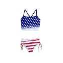 PattyCandy Girls Two Piece Tankini Swimsuit Blue & Red USA Flag Print - 5