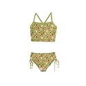 PattyCandy Girls Olive Joyful Santa Christmas Kids Tankini Swimsuit - 6