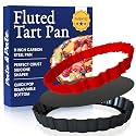 Patz&Patz Fluted Tart Pan 9 Inch Removable Bottom with Patented Silicone Crust Shaper | Nonstick Carbon Steel Quiche Baking Dish, Fruit Tart Molds for Baking, Quiche Pan & Pie Mold - PFOA & PTFE-Free