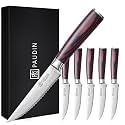 PAUDIN Steak Knives, Steak Knives Set of 6, Serrated Steak Knife 4.5 Inch