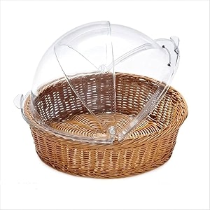 hospitality round bread basket fruit basket with transparent dome lid for restauranthomehotel food storage cake stand 15 x 4 inches pack of 1pc
