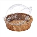 Hospitality Round Bread Basket Fruit Basket with Transparent Dome Lid for Restaurant/Home/Hotel Food Storage Cake Stand 15 x 4 Inches (Pack of 1Pc)