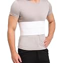 Pauline Broken Rib Brace for Men - Plus Size Compression Chest Binder for Cracked Ribs Support & Chest Pain Relief - Rib Belt for Bruised Rib Cage (White, XL)