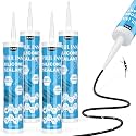 PAULINN 4 Pack Black Silicone Caulk Waterproof 100% Silicone Caulk for Kitchen &amp; Bathroom