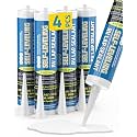 PAULINN Self Leveling Lap Sealant White, RV Roof Sealant for Camper Repair, RV Caulking, Rubber Roof EPDM, Flexible, UV &amp; Waterproof, no Smell and Safe for RV Indoor use, 4 Packs