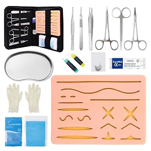 pavilion upgraded suture practice kit  24 pcs training set with realistic silicone pad durable anti-tear design amp complete tools for educational practice