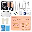 Pavilion Upgraded Suture Practice Kit – 24 Pcs Training Set with Realistic Silicone Pad, Durable Anti-Tear Design & Complete Tools for Educational Practice