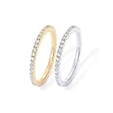 PAVOI 925 Sterling Silver Wedding Band for Women, 14K Gold Plated CZ Ring