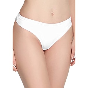 pavvoin Womens Plain Cotton Blend Thong mid