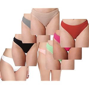 pavvoin Womens Plain Cotton Blend Thong mid