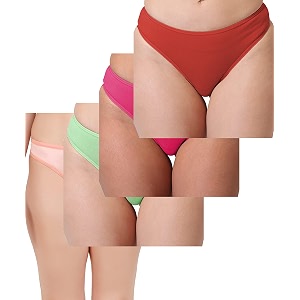 pavvoin Womens Plain Cotton Blend Thong mid