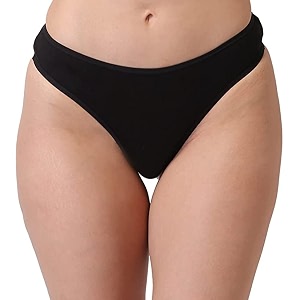 pavvoin Womens Plain Cotton Blend Thong mid