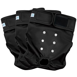 Paw Legend Reusable Female Dog Diapers3 PackBlackMedium