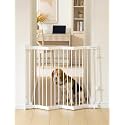 No Pawblems Retractable Safety Gate, Metal Adjustable Dog Gate for Doorways, Stairs & Hallways, Expands to 38" Wide, Auto Retract Design, No Bottom Bar, White