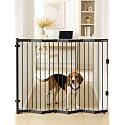 No Pawblems Retractable Safety Gate, Metal Adjustable Dog Gate for Doorways, Stairs &amp; Hallways, Expands to 45" Wide, 36" Tall Gate, Auto Retract Design, No Bottom Bar, Black