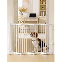 No Pawblems Retractable Safety Gate, Metal Adjustable Dog Gate for Doorways, Stairs &amp; Hallways, Expands to 45" Wide, Auto Retract Design, No Bottom Bar, White