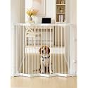 No Pawblems Retractable Safety Gate, Metal Adjustable Dog Gate for Doorways, Stairs &amp; Hallways, Expands to 45" Wide, 36" Tall Gate, Auto Retract Design, No Bottom Bar, White