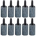 Pawfly 1 Inch Air Stone 10 Pieces Cylinder Bubble Diffuser Airstones for Aquarium Fish Tank Pump and Hydroponics Grey/Blue, 0.8 Liters_Per_Minute