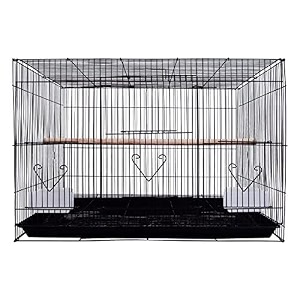 pawing iron bird cage house for rabbit parrot and small pets with 2 feeding cup with secure lock 15 inches black