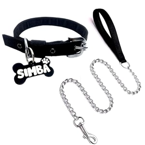 pawpro handmade personalized name tag id dog collar and leash set for dogs from large to small puppies medium black 20 centimeter