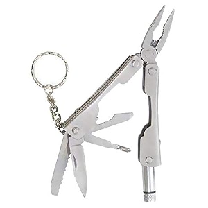 7 in 1 multi-functional hand tool kit keychain pocket size multi plier with in-built torch - multicolor - nylon carry pouch included 2