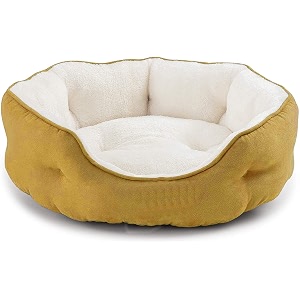 pawsome round cat bed for indoor cats clearance washable dog bed for puppy and kitties with slip-resistant bottom plush flannel pet supplies xxxl beige