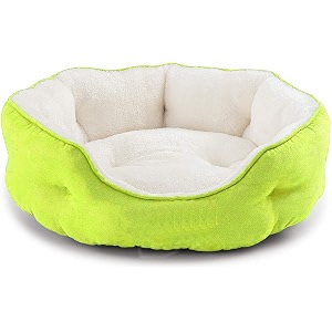 pawsome round cat bed for indoor cats clearance washable dog bed for puppy and kitties with slip-resistant bottom plush flannel pet supplies large green